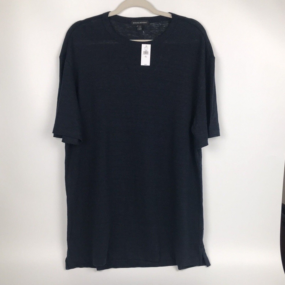 Banana Republic Top Mens Large Tall Shirt Preppy Blue Pullover